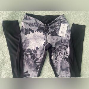 KI PRO NYC Black and Gray Floral Leggings